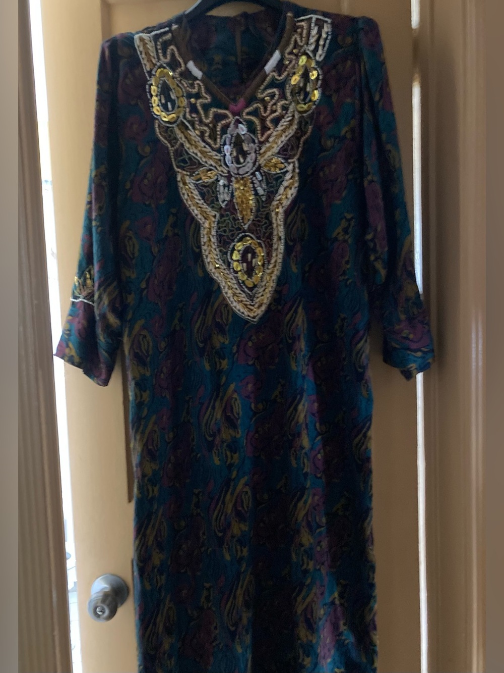 Beaded African long dress, unisex, handmade
